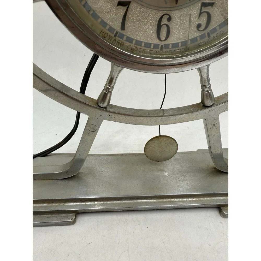 Vintage Howard Clock Corp Nautical Maritime Ships Wheel Electric Mantle Clock
